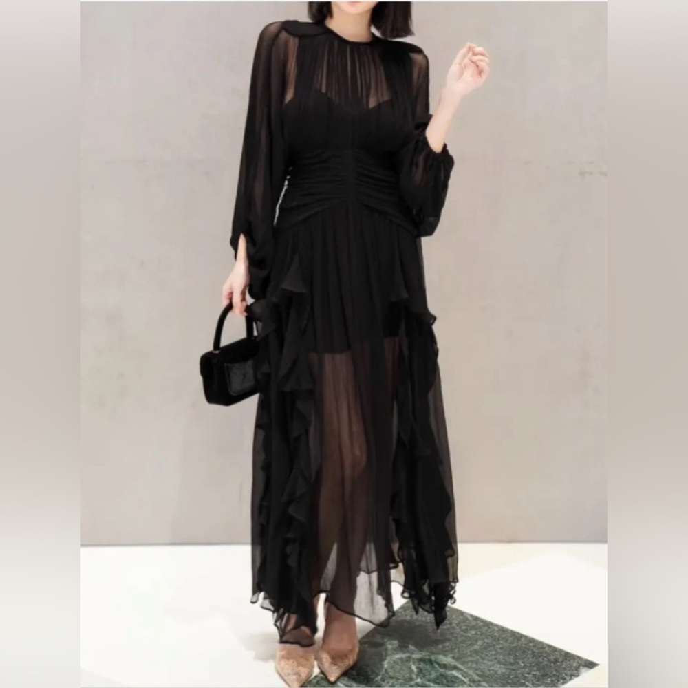 Black ruffled dress